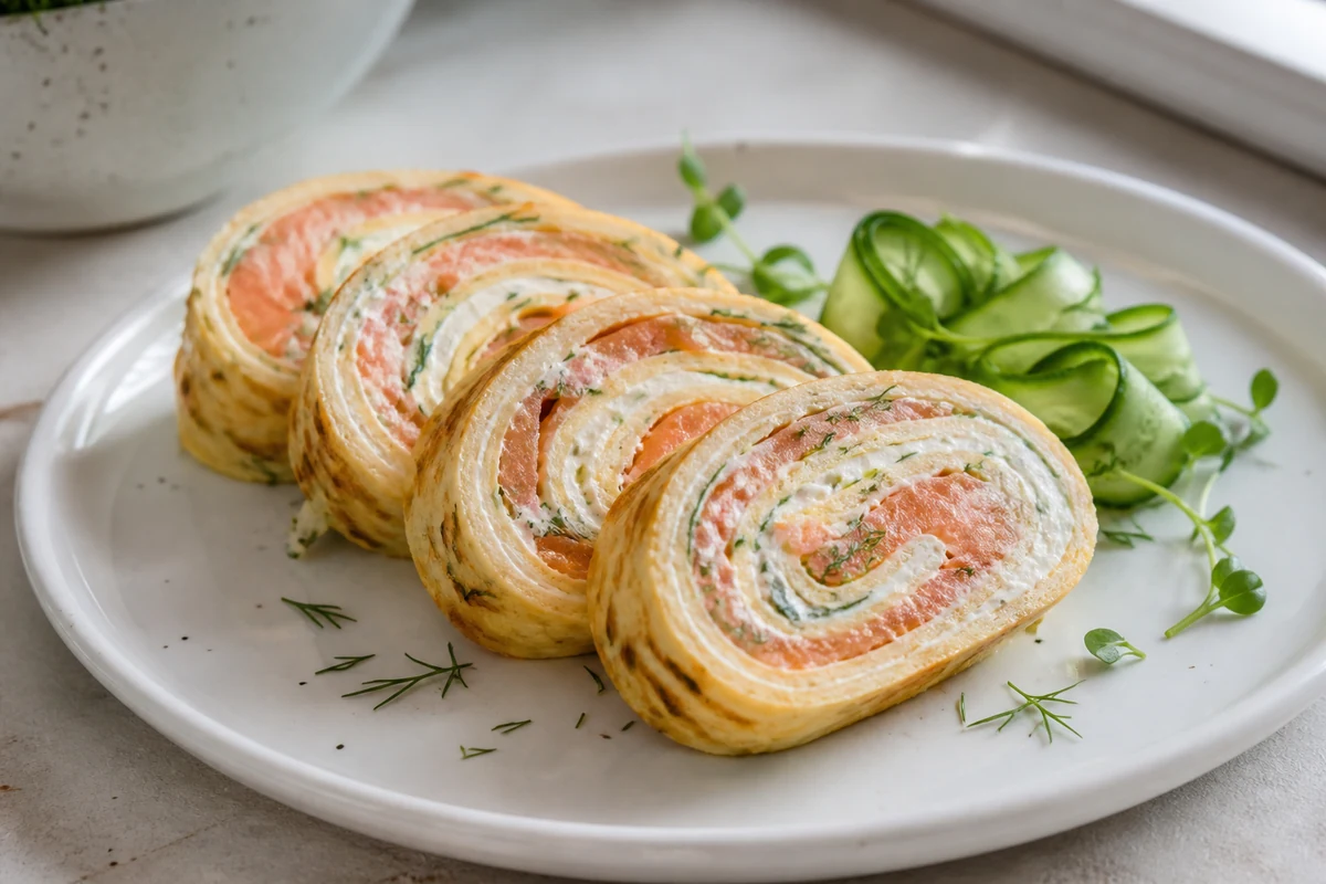 Омлет-рулет с форелью и сливочным сыром